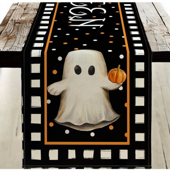 Halloween Table Runner Ghost Decor Decorative Cloth Fall Holiday Decoration 36" - Picture 2 of 4
